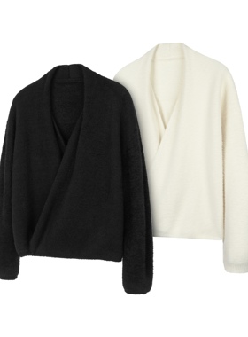 DESERTO 重磅仿狐绒拉毛叠领慵懒软糯丝滑道袍开衫毛衣外套抗起球