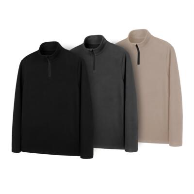 DESERTO 羊毛莱赛尔空气层膨体绒保暖自发热抓绒半拉链高领打底男