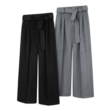 DESERTO 100%羊毛精纺毛呢580G飘带A字型宽松通勤休闲剑道西裤男