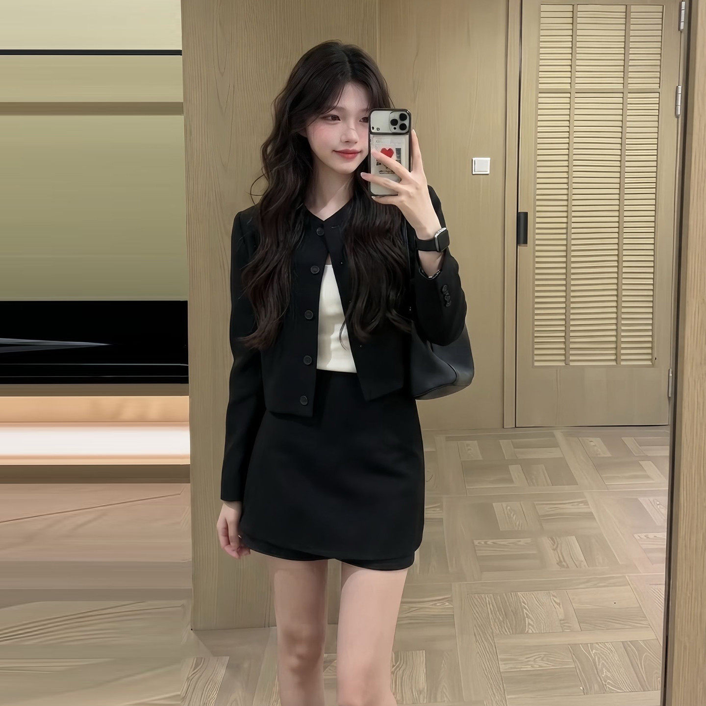 巨好看黑色西装连衣裙子女2026新款早秋韩系千金穿搭一整套装短裙