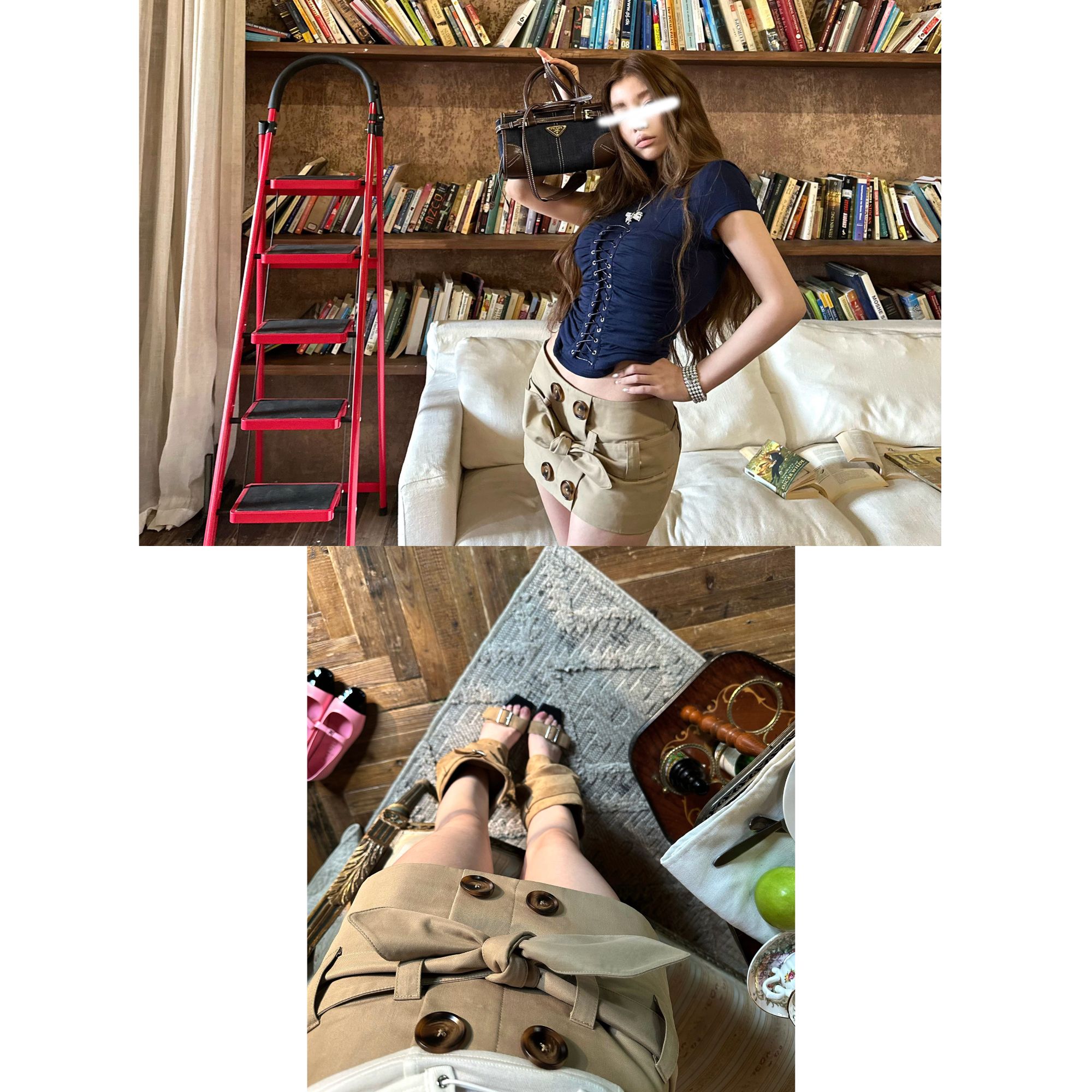 低腰辣妹短款牛角扣半裙女夏修身显瘦短裙漂亮出片衣服