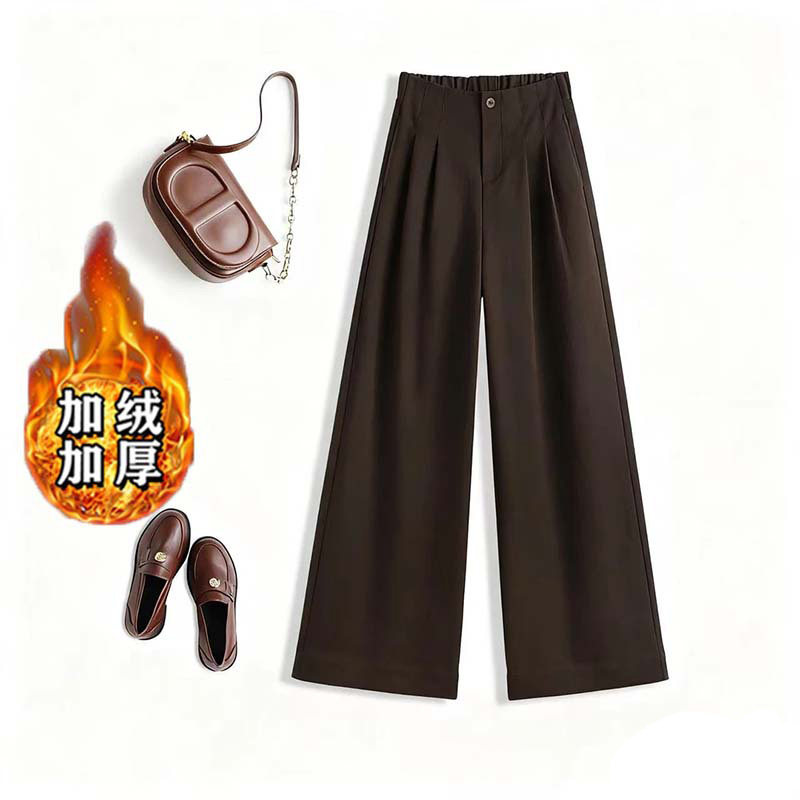 2025秋冬季新款加绒加厚阔腿裤女新款爆款休闲裤显瘦高腰裤MZ0012