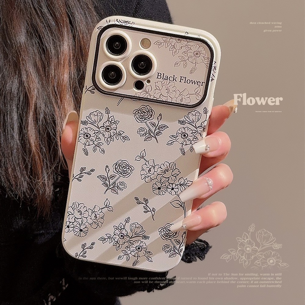 线条花适用iphone14苹果15手机壳13promax文艺素描11全包12硅胶16