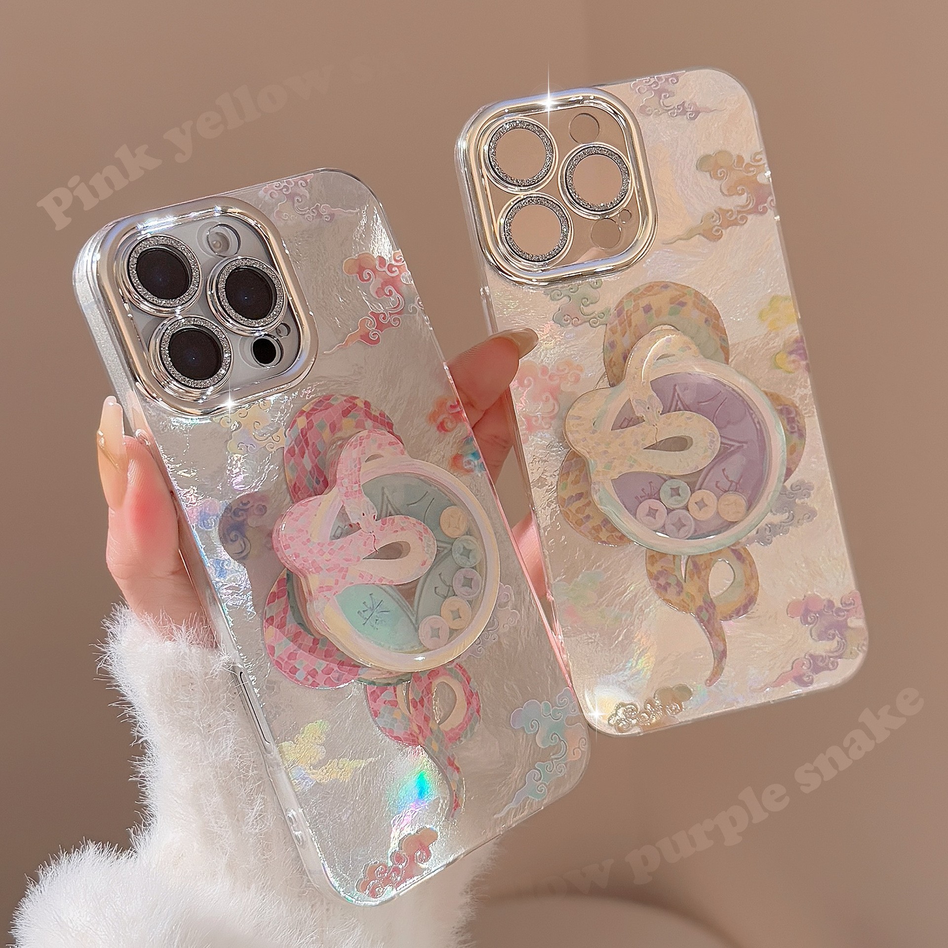 铜钱蛇摇摇乐支架苹果16手机壳iphone14祥云国风13全包11适用15硬