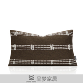现代简约抱枕样板间咖色腰枕靠垫北欧诧寂风沙发靠包靠枕床头靠背