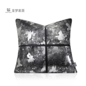 意式 轻奢抱枕样板间银灰黑色马毛皮靠包客厅沙发高档靠枕床头靠垫