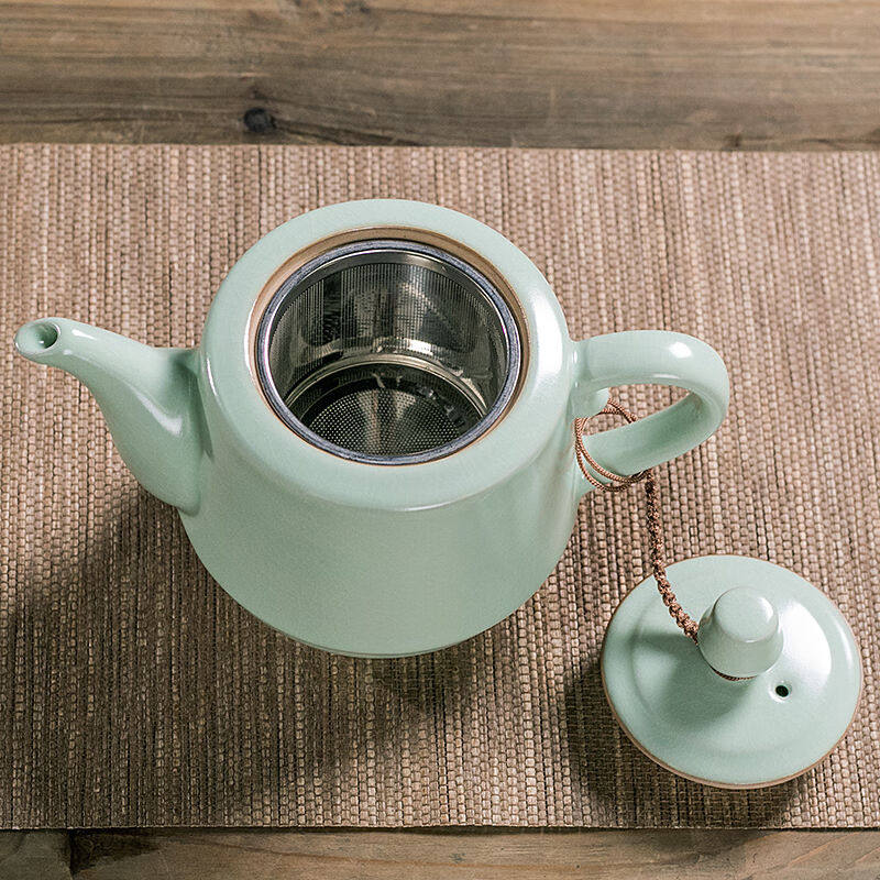 连山阁汝窑过滤茶壶单壶内置网隔内胆红茶泡茶器大号功夫茶具开片