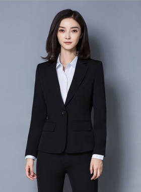 瑧鸟春秋款职业女士小西装外套修身学生面试正装黑色工作服单件68