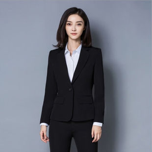 瑧鸟春秋款职业女士小西装外套修身学生面试正装黑色工作服单件68