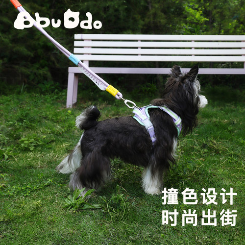 BBUDDO狗狗牵引绳撞色泡泡棉不勒手防爆冲不束缚可斜挎解放双手