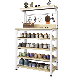 多功能简易鞋架多层 家用门口鞋柜衣帽架一体置物架鞋帽挂衣架