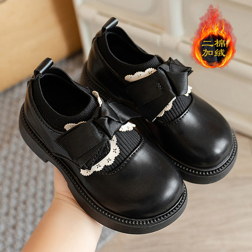 女童小皮鞋黑色软底公主鞋