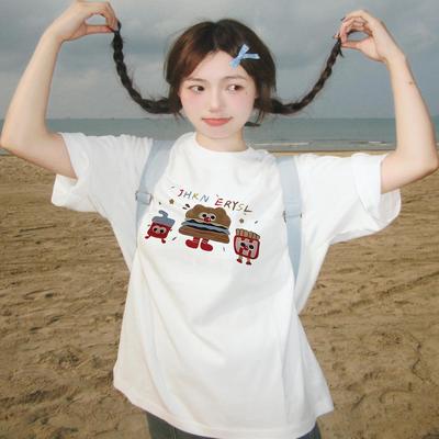 独特漂亮白色短袖t恤女20