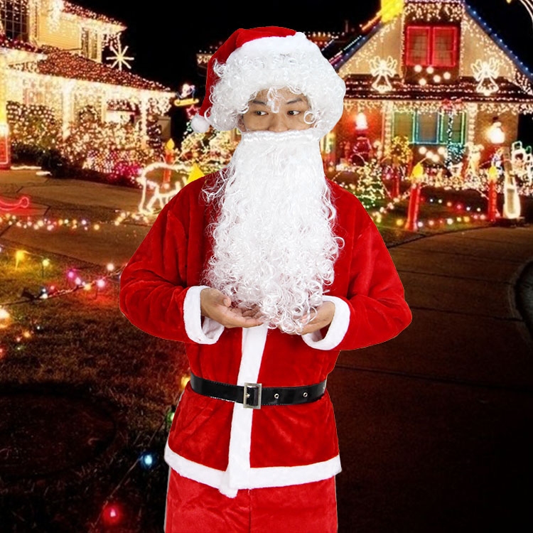 圣诞老人服装金丝绒衣服套表演服