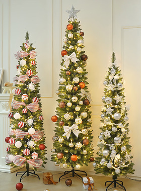 跨境大型圣诞树发光铅笔树套餐折叠人造仿真加密聖誕樹摆件