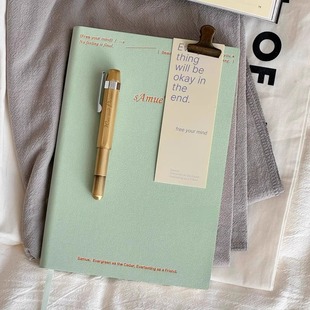 A5软皮手帐本笔记本日记本法文格横线空白杉友薄荷绿