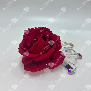 芭蕾变奏侧边大红花侧边夹堂吉柯德水晶芭蕾变奏头饰手工定制