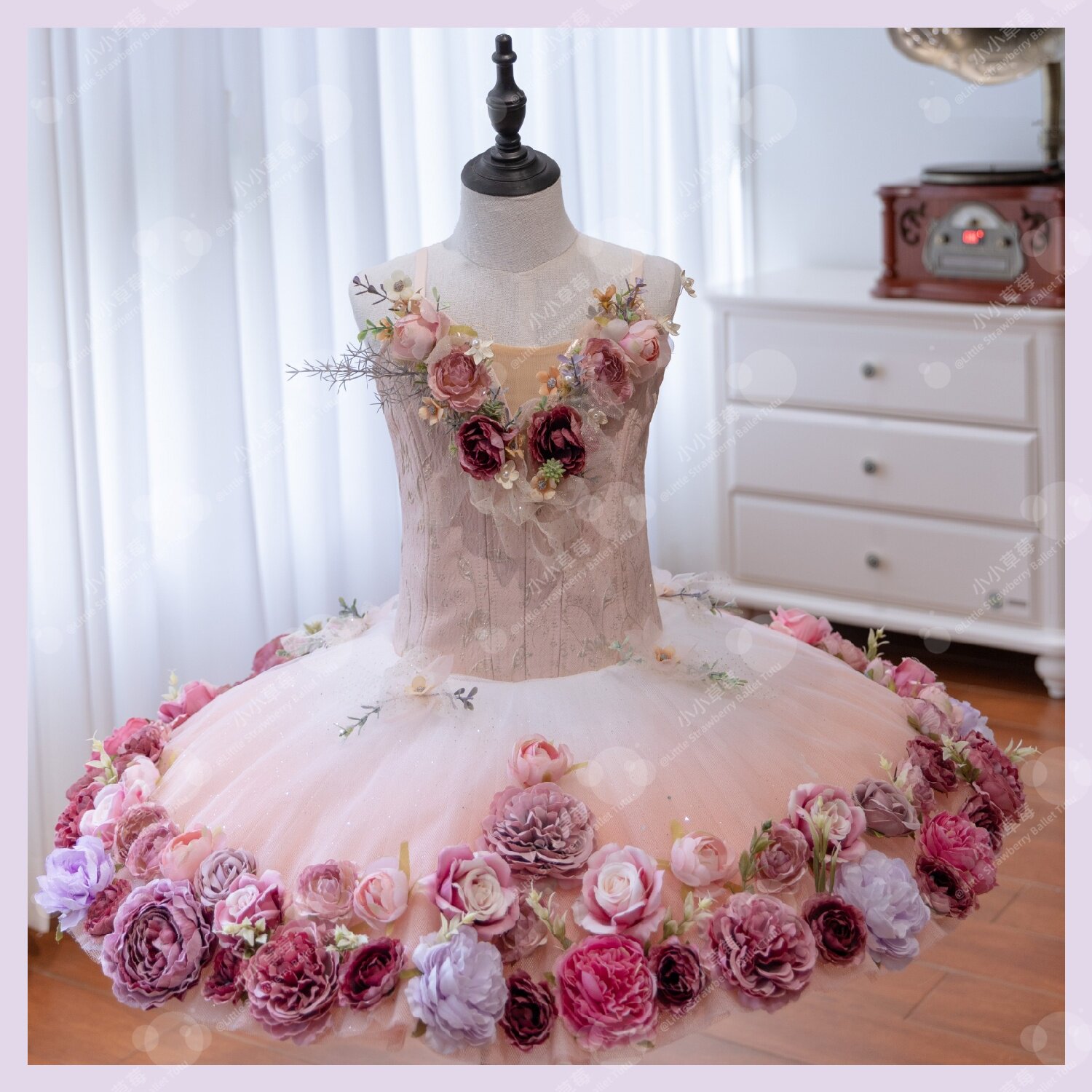 花神的苏醒芭蕾表演舞裙粉色仙女娃娃女童演出服玫瑰仙子tutu裙