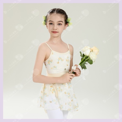 新品吊带款芭蕾练功服体服黄色色薄荷绿棉纱裙练习服女童网纱裙