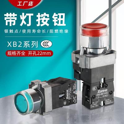 ZB2高品质XB2-BW3361C BW33B1C BW33M1C带灯平头按钮开关24V 220V