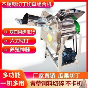 不锈钢切草切丁组合机家用小型220v瓜果切丁机鸡鸭打猪草机剁新款