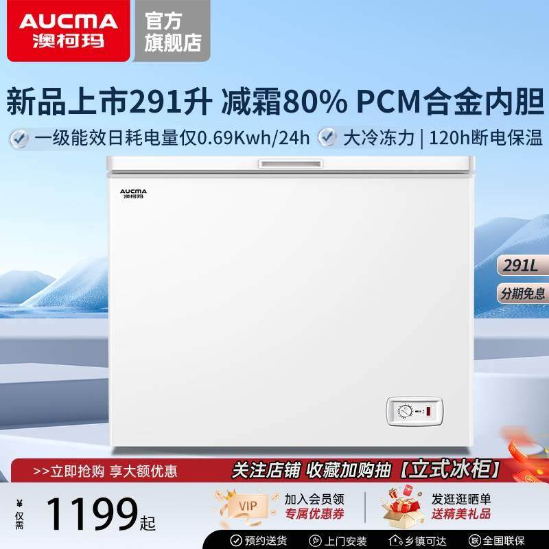 Aucma/澳柯玛BC/BD-291HVS大冰柜商用家用冷藏冷冻超市大冷柜顶开