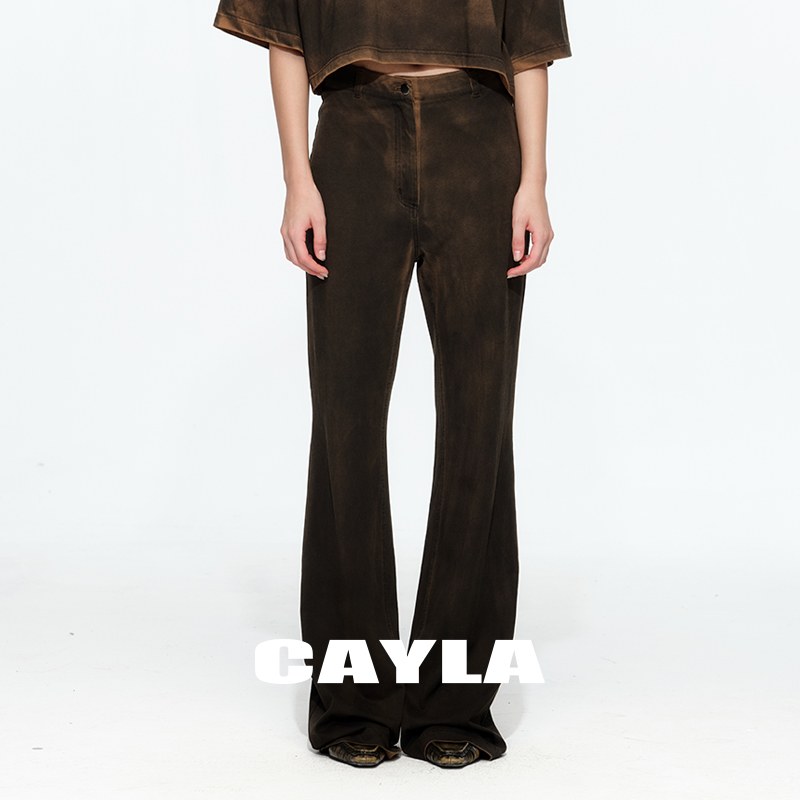 CAYLA全棉亲肤喷色微喇裤子