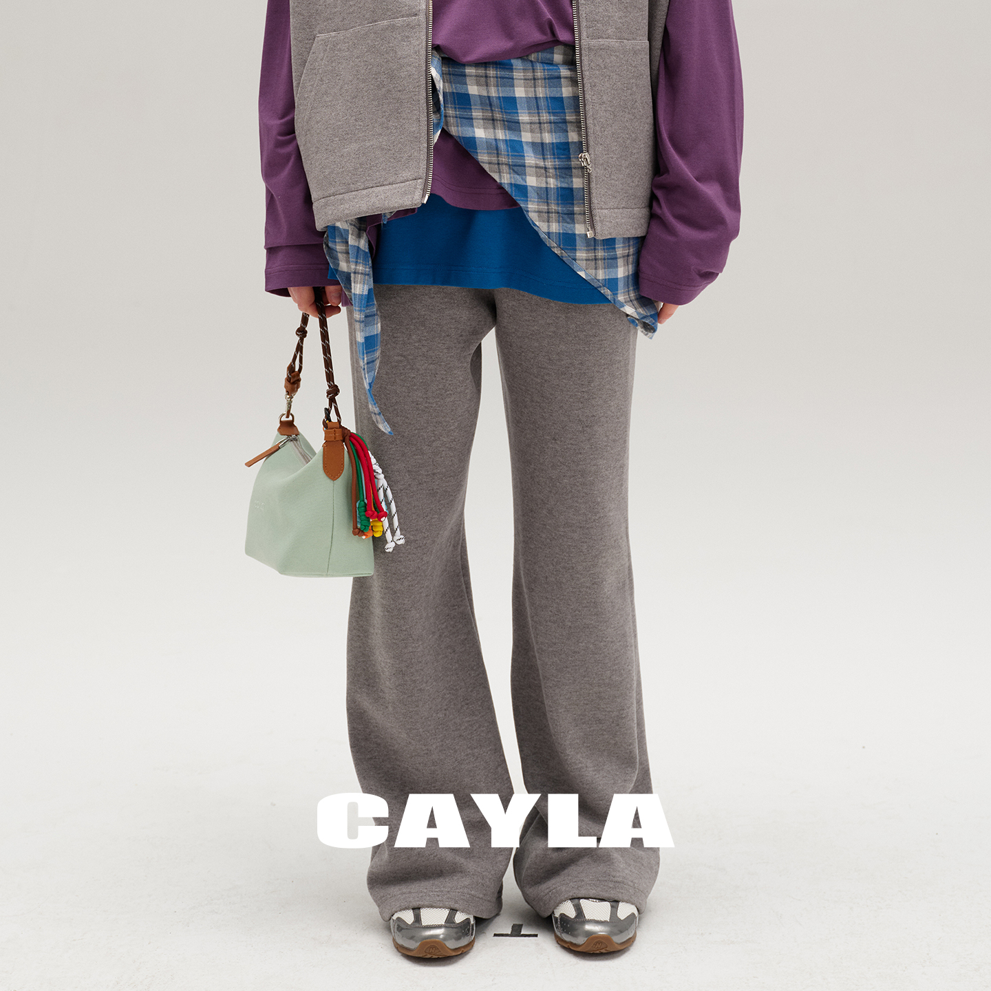 CAYLA羊毛双面绒空气层微喇裤