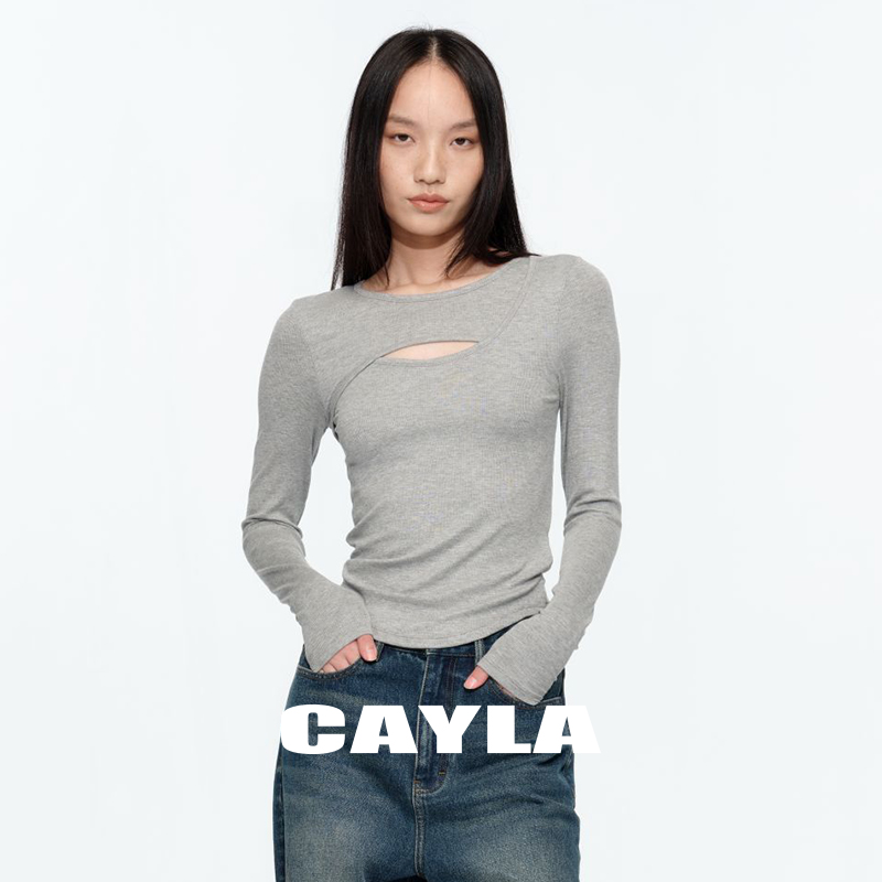CAYLA春夏镂空设计贴身长袖上衣