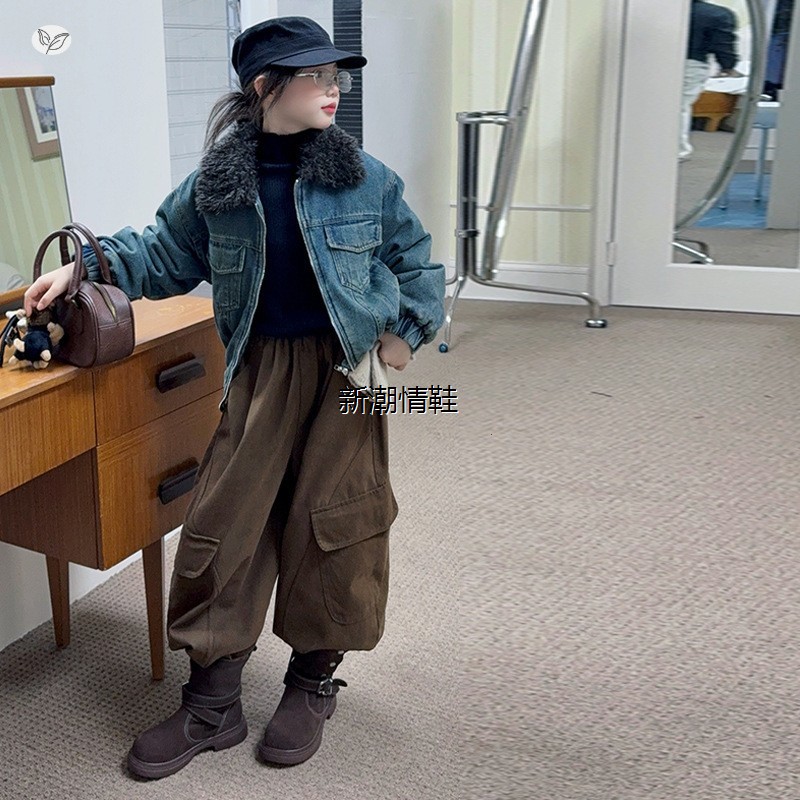 女童2025年冬冬新款洗旧