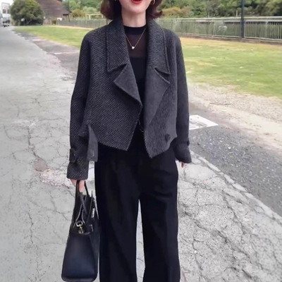 日本george melis新款气质显瘦时尚厚短款小个子外套洋气女