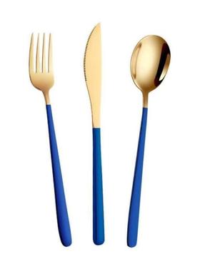 Knife, fork and spoon set of three steak plates cutlery