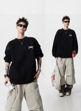 【RST】美式高街重磅圆领卫衣男高级感恶魔字母印花秋季痞帅上衣