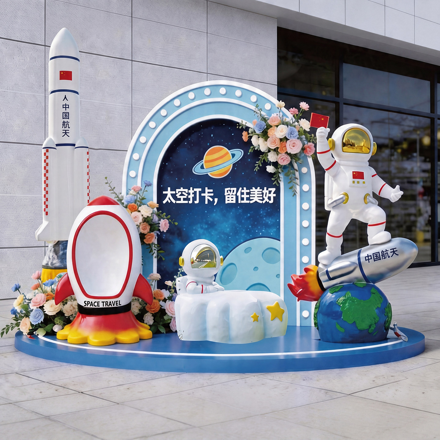 航天太空主题装饰摆件户外商场打卡拍照道具创意高颜值设计感造景