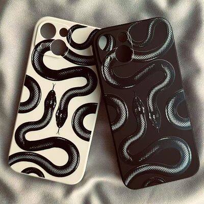 适用苹果16手机壳15 14保护软套iPhone13魔方直边12防摔11暗黑蟒蛇