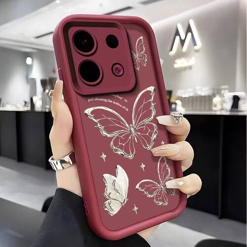银蝴蝶适用小米14PRO 13 12T红米Note13 14Pro手机壳Poco X6pro防摔软套