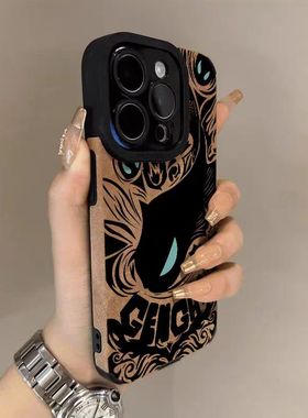 黑色怪鱼A54适用三星Galaxy A53手机壳A52S皮纹 A73全包A72软s23ultra简约s24创意s22 A14 A13 a15