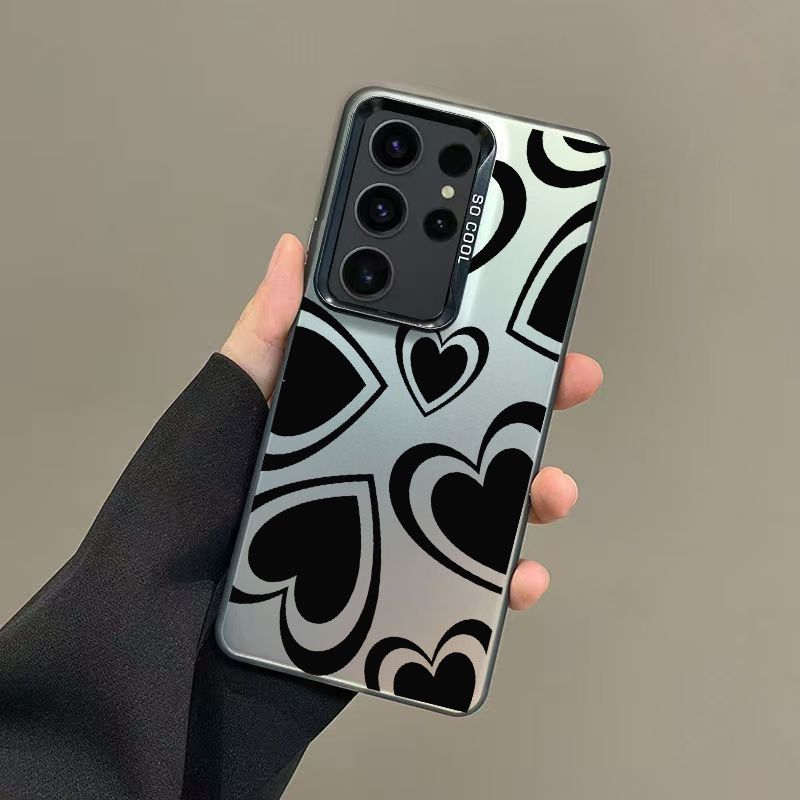 黑色爱心适用三星S24手机壳彩银Galaxy新款高级S24ULTRA创意S23+创意note20氛围感s25
