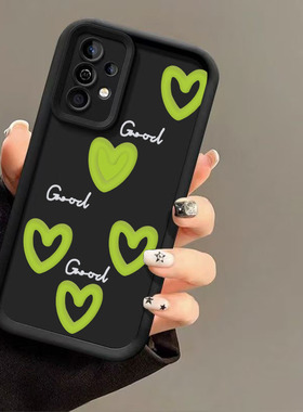 绿色爱心s25plus s26防摔s23ultra适用三星Galaxy A55手机壳欧美A52S个性A73全包A72软s21FE
