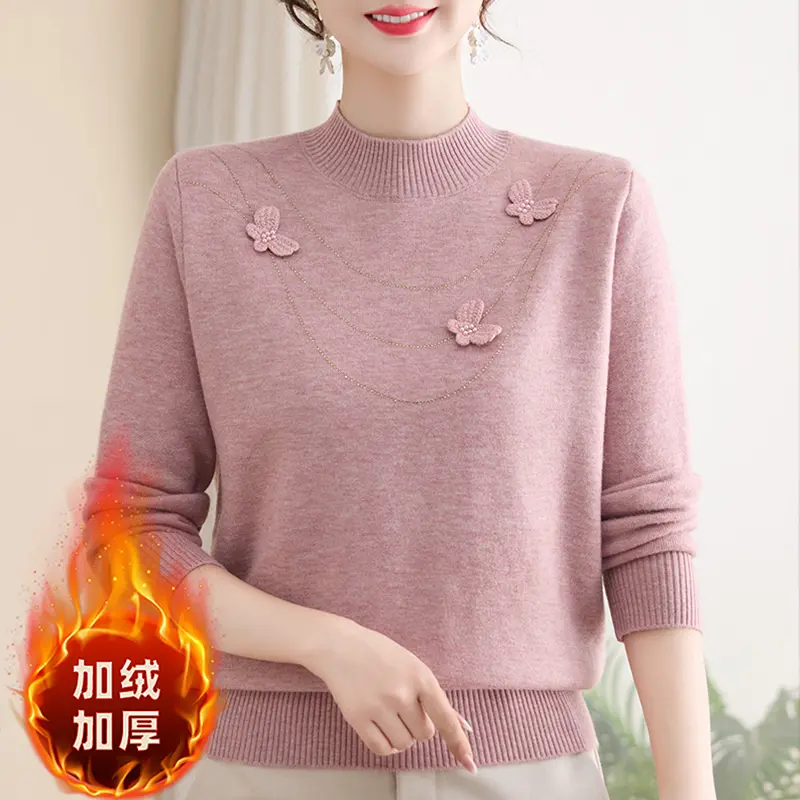 中老年女装宽松立体时尚针织毛衣