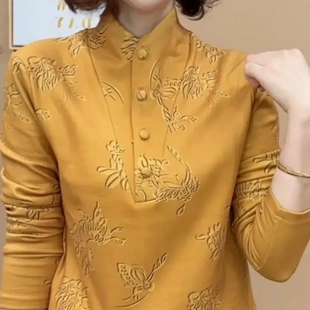 大源服饰女装打底衫秋冬百搭长袖印花气质百搭时尚长袖减龄加绒女