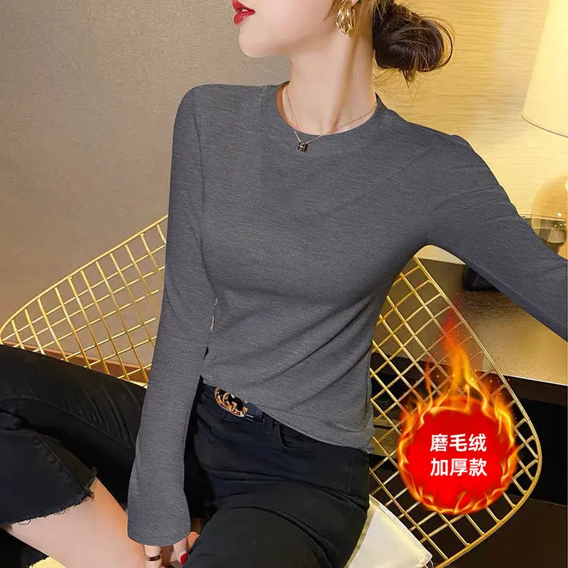 内搭修身长鸿时尚洋气白色长袖女