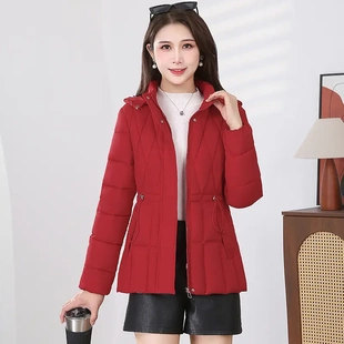 韩香衣舍服饰连帽短款女韩版中年女款女式棉袄修身棉服保暖加厚棉