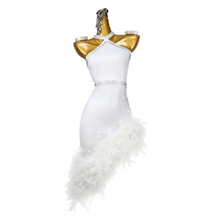 2026新款拉丁舞比赛服装表演出舞裙高档专业白羽毛恰恰中式连衣裙