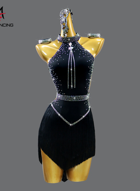 新款2026专业拉丁舞演出比赛服装成人儿童舞蹈流苏裙花服高级solo