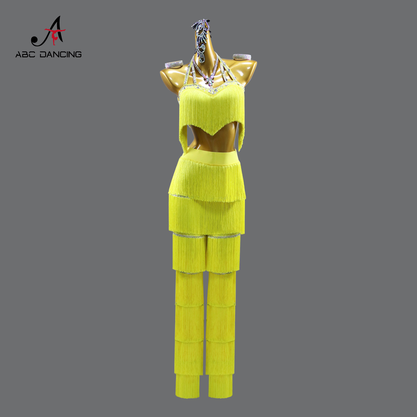 2026新款拉丁舞比赛花服长裤流苏演出服重工烫钻性感黑池舞蹈服装