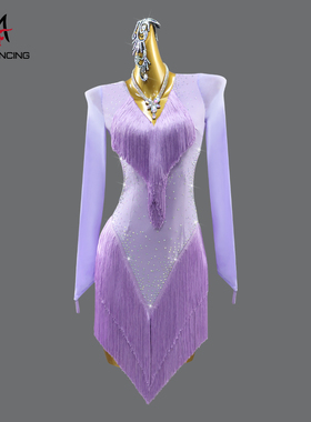 2025新款拉丁舞规定比赛服高级黑池舞蹈连衣裙儿童表演出国标花服