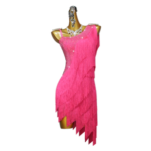 2026新款专业拉丁舞比赛表演出花服装舞蹈流苏连衣裙黑池专业solo