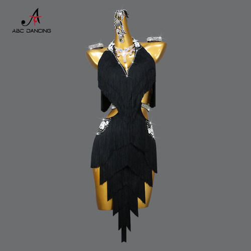 ABCDancing专业黑色拉丁舞赛服