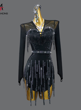 2025拉丁舞表演出服装专业比赛连衣裙高级黑池花服艺考级成人儿童